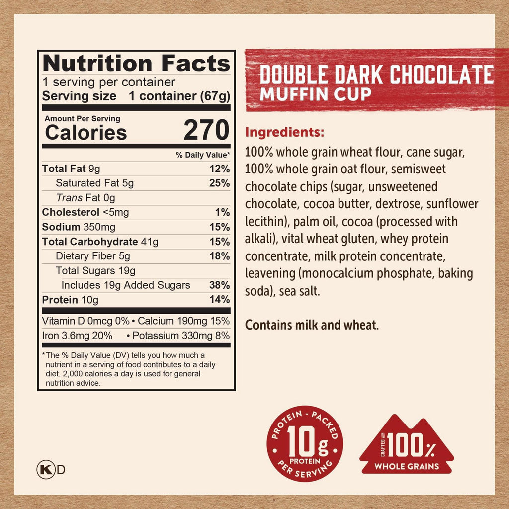 Double Dark Chocolate Muffin Power Cup 2.36 Oz 1 Count Kodiak