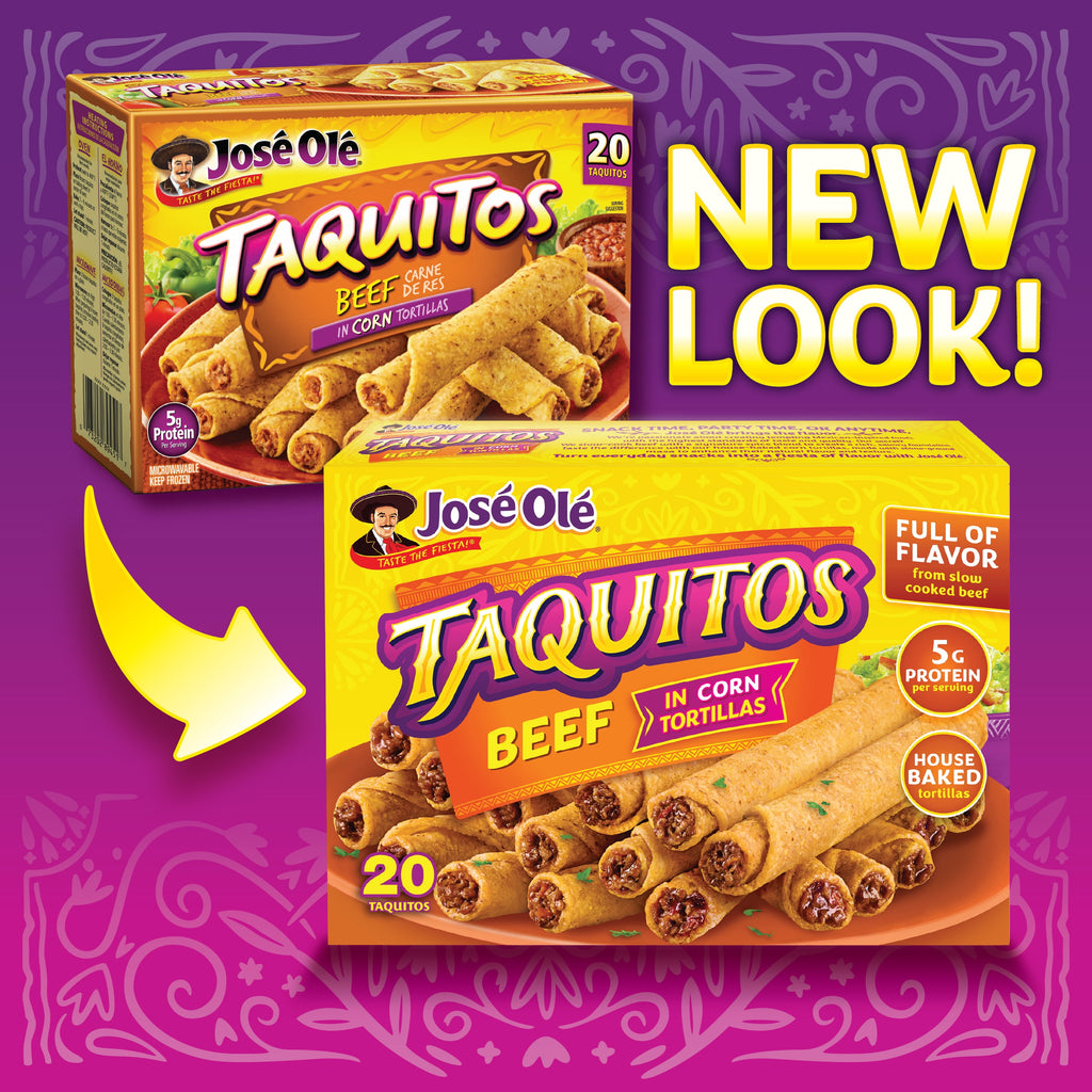 José Olé Beef Corn Taquitos Frozen Mexican Food 20 Oz 20 Count