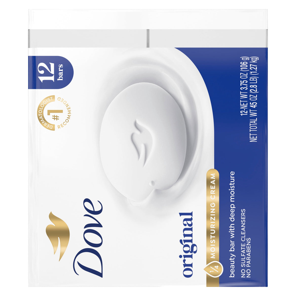 Dove Beauty Bar Soap Original Moisturizing Cleanser 3.75 oz 12 Bars