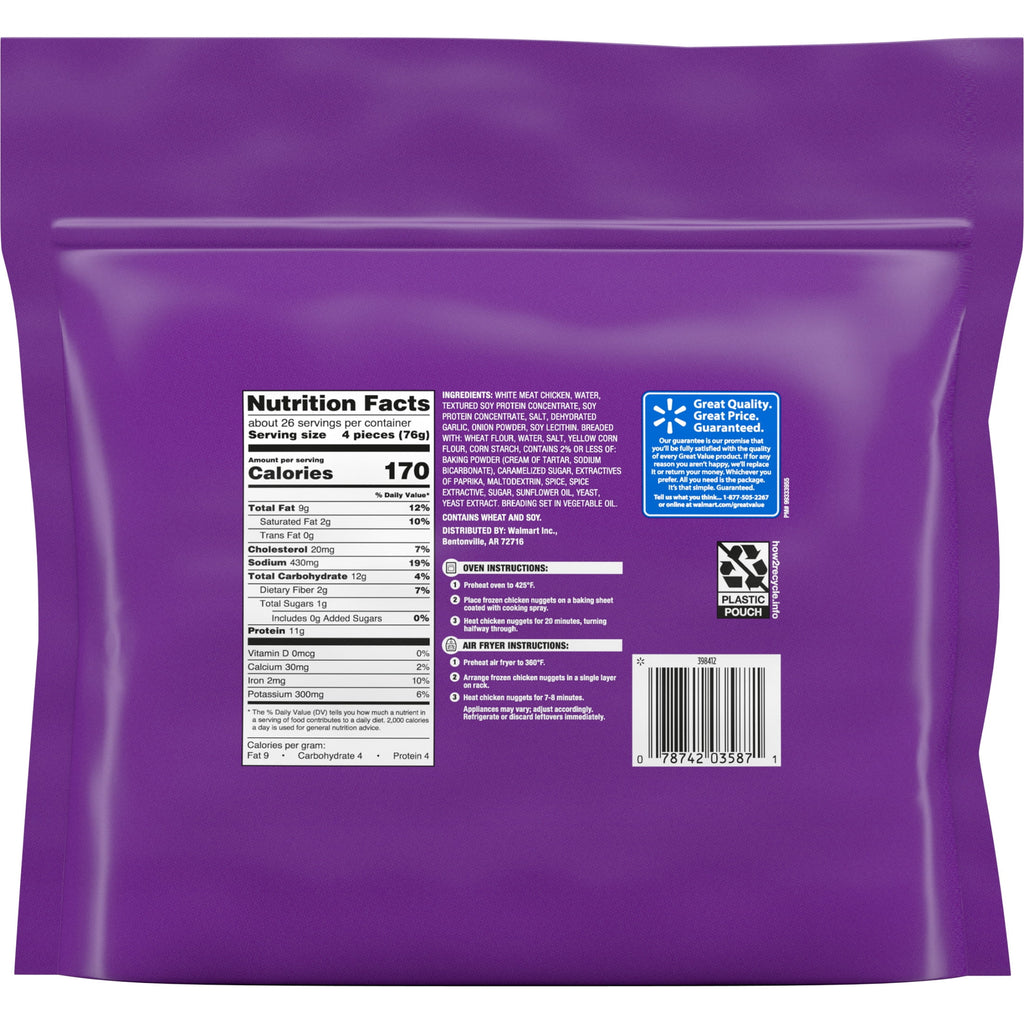 Great Value Fully Cooked Breaded Chicken Nuggets Frozen 70 Oz