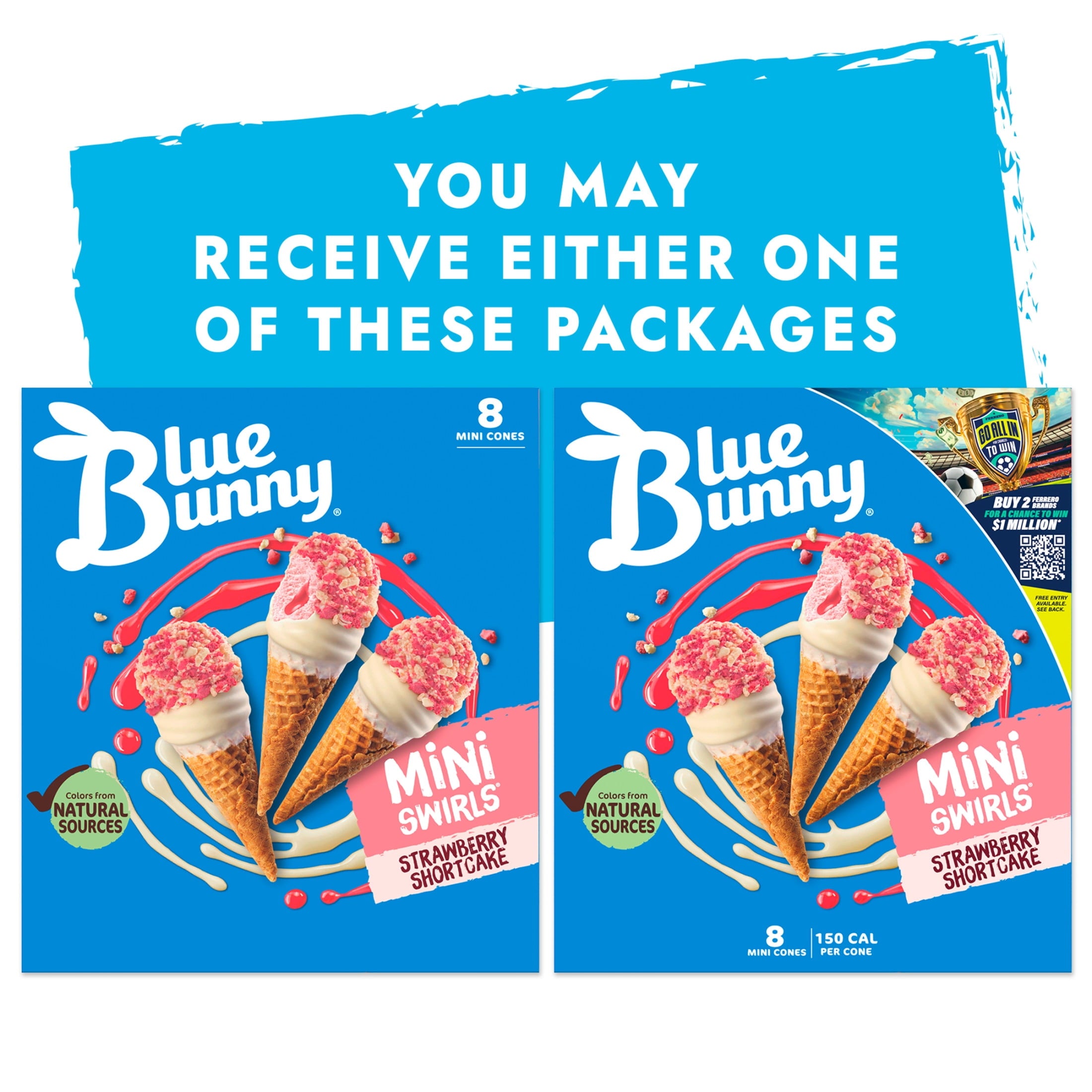 Blue Bunny Mini Swirls Strawberry Shortcake Cones 8 Count 18.4 Fl Oz