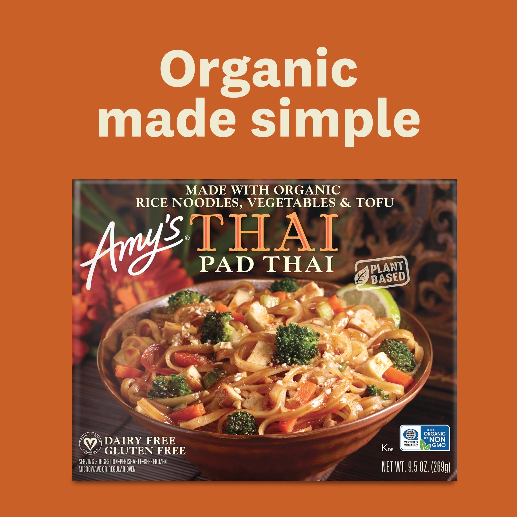 Amy's Kitchen Pad Thai Frozen Meal 9.5 Oz