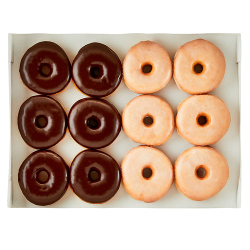 Chocolate Iced and Glazed Donuts 8 Oz 12 Count Freshness Guaranteed