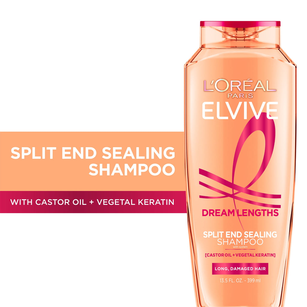 L'Oreal Paris Elvive Dream Lengths Restoring Shampoo Strengthening Split End Repair Damaged Hair 13.5 fl oz