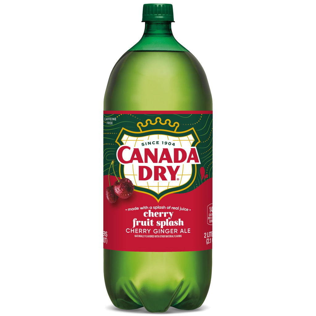 Canada Dry Caffeine Free Fruit Splash Cherry Ginger Ale Soda Pop Bottle 2 L