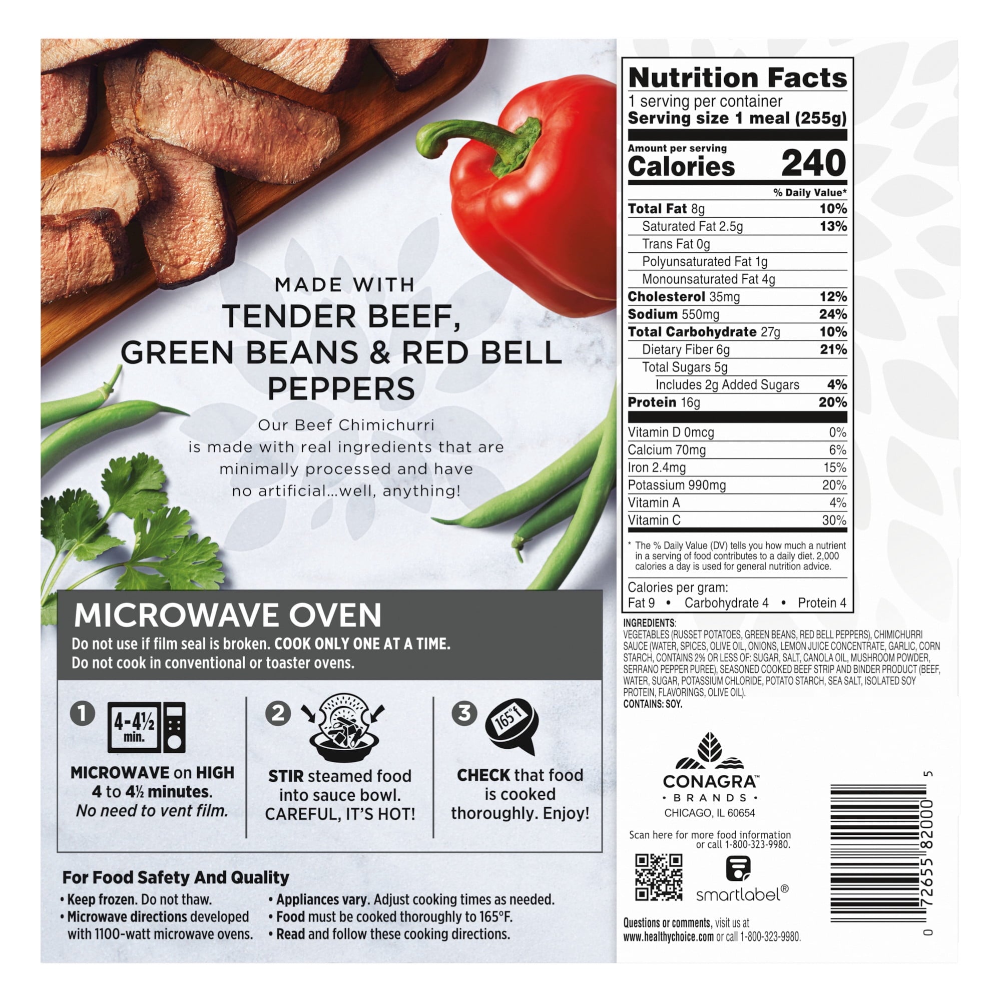 Healthy Choice Simply Steamers Beef Chimichurri Frozen Meal 9 Oz