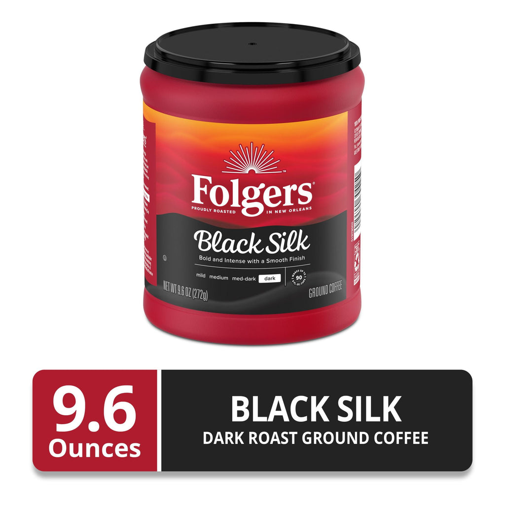 Folgers Black Silk Dark Roast Ground Coffee 9.6 oz Canister