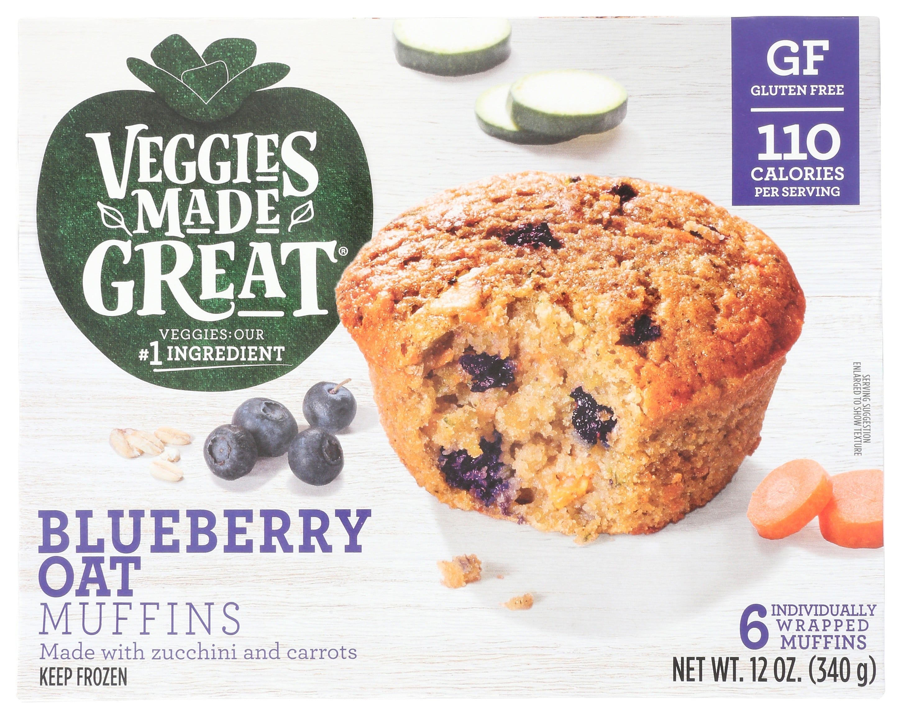 Blueberry Oat Muffins 12 Oz 6 Count Veggies Made Great