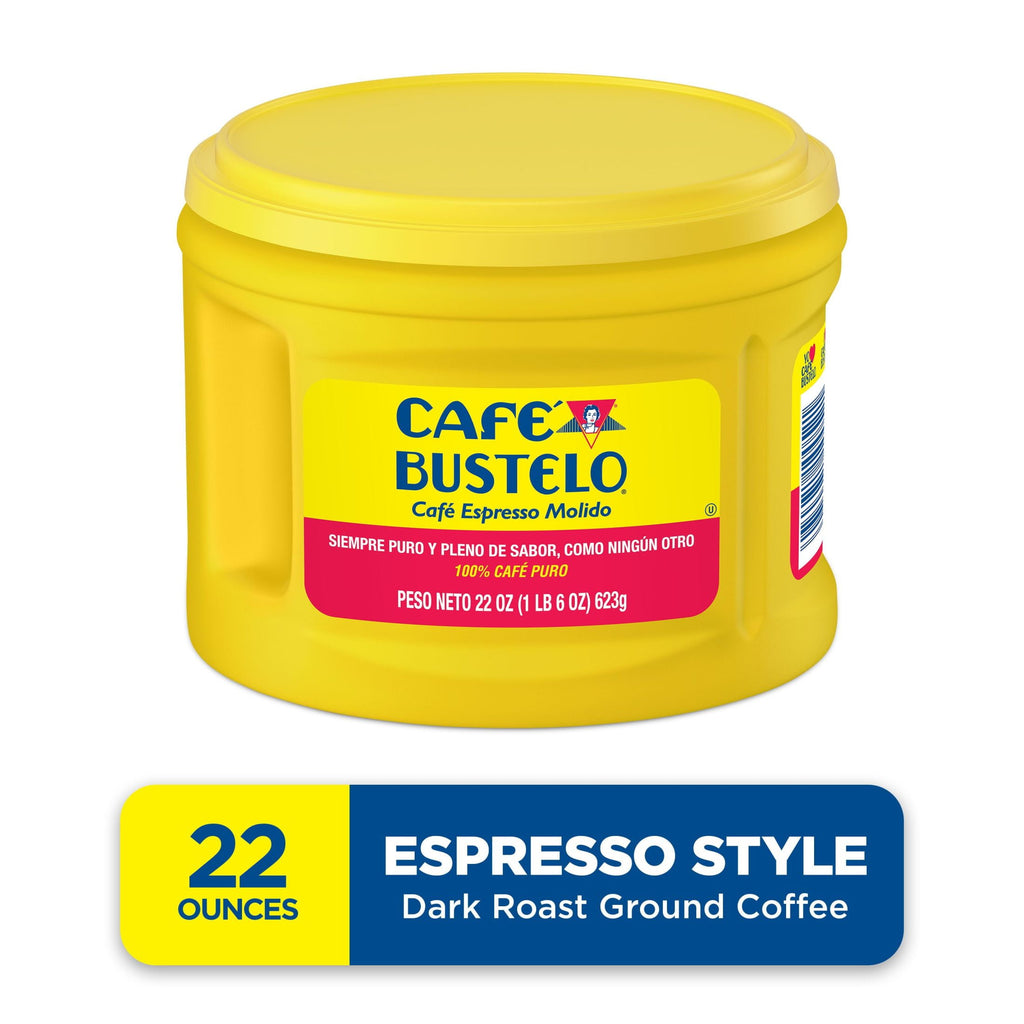 Café Bustelo Naturally Caffeinated Dark Roast Espresso Ground Coffee 22 oz Canister