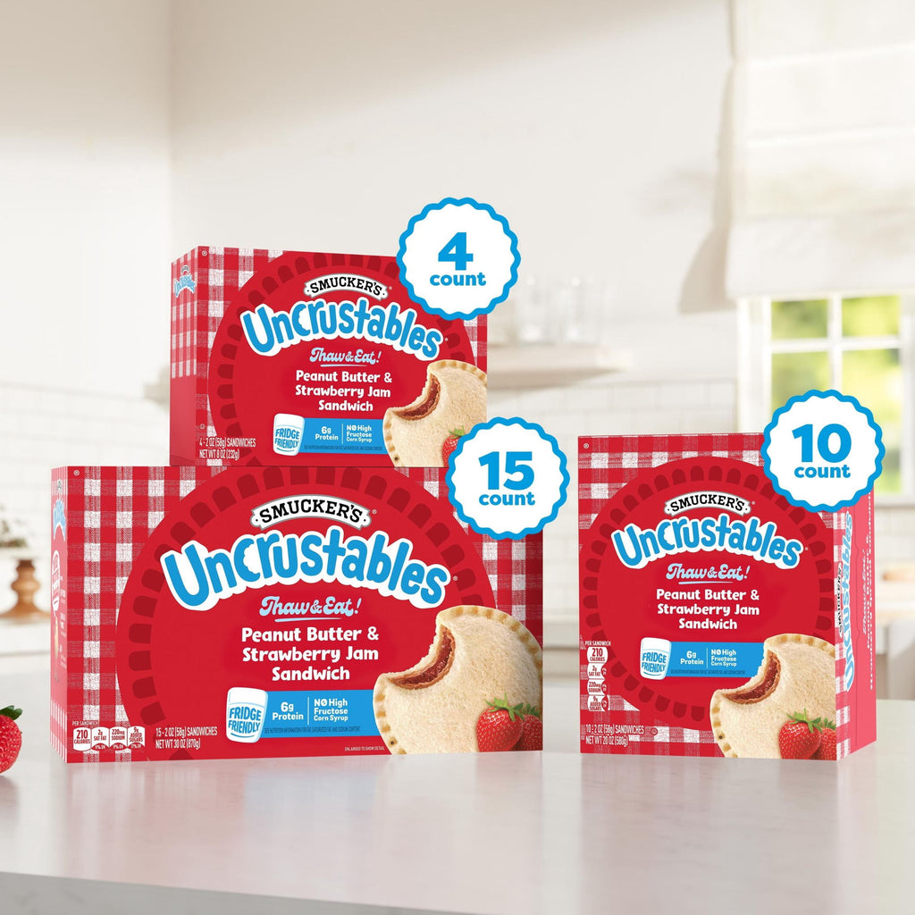 Smucker's Uncrustables Peanut Butter & Strawberry Jam Sandwiches Frozen 20 Oz 10 Count