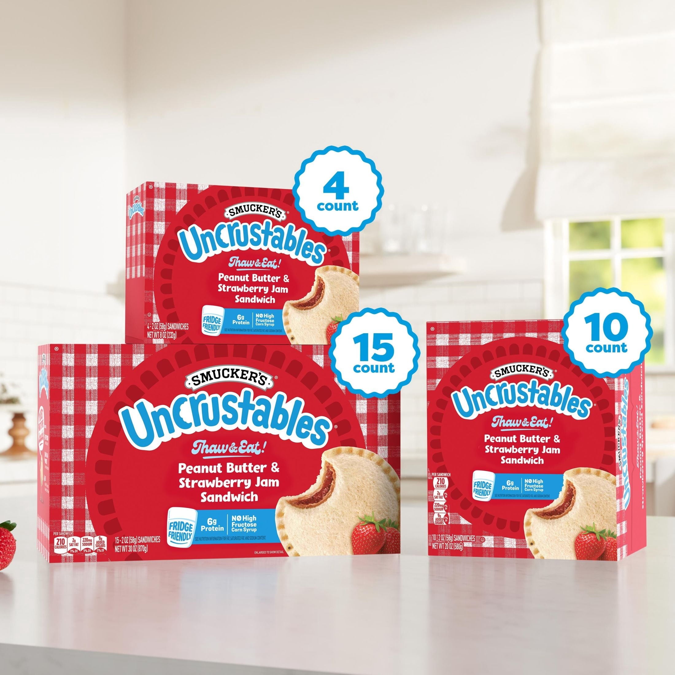 Smucker's Uncrustables Peanut Butter & Strawberry Jam Sandwiches Frozen 20 Oz 10 Count