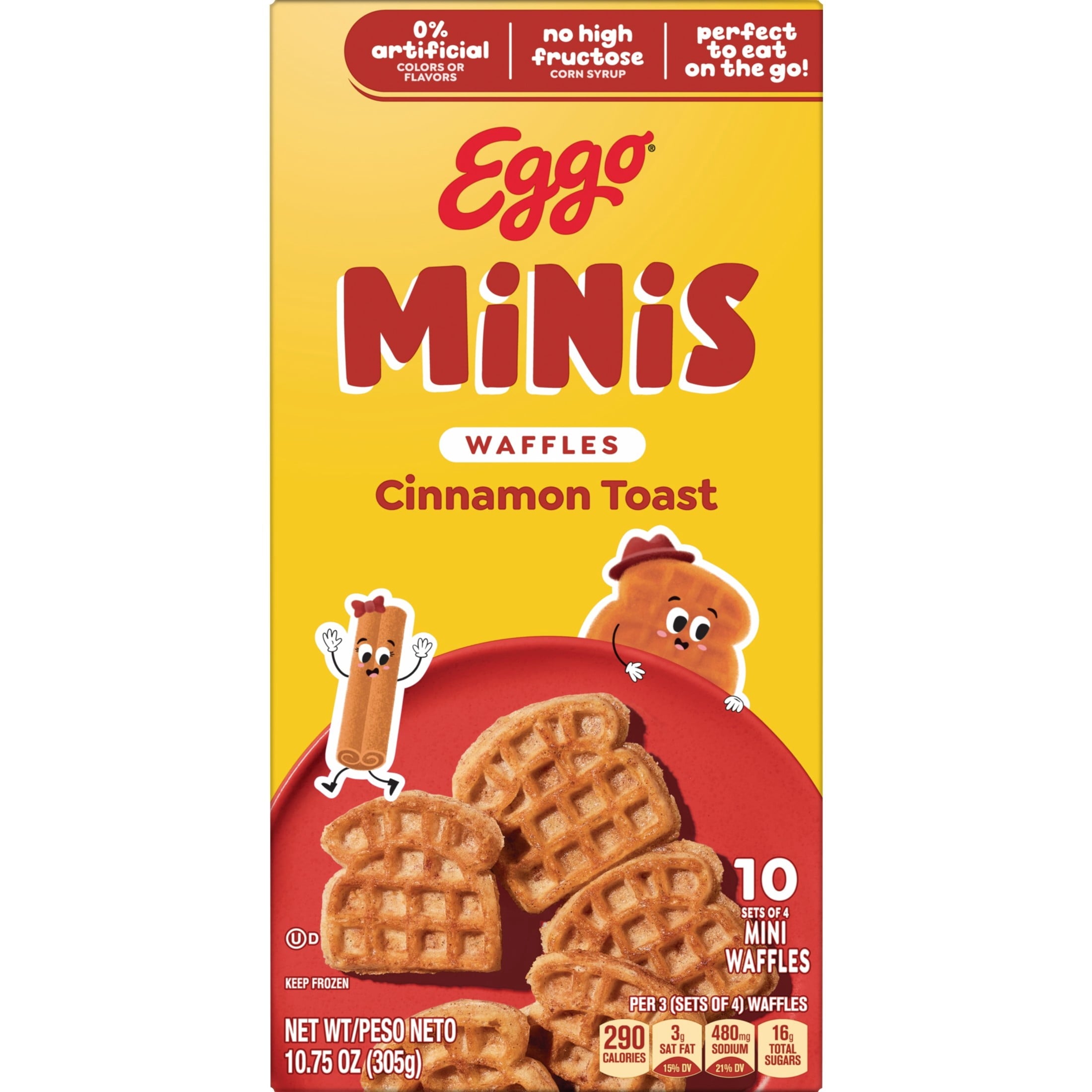 Eggo Minis Cinnamon Toast Waffles Frozen 10.75 Oz 10 Count