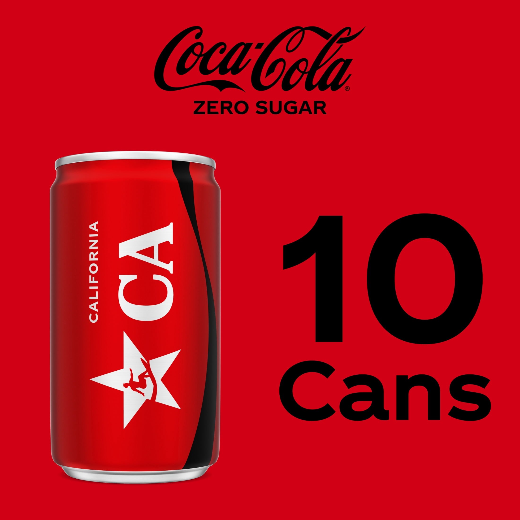 Zero Sugar Soda Pop Fridge Pack Mini Cans 7.5 Fl Oz 10 Pack Coca-Cola