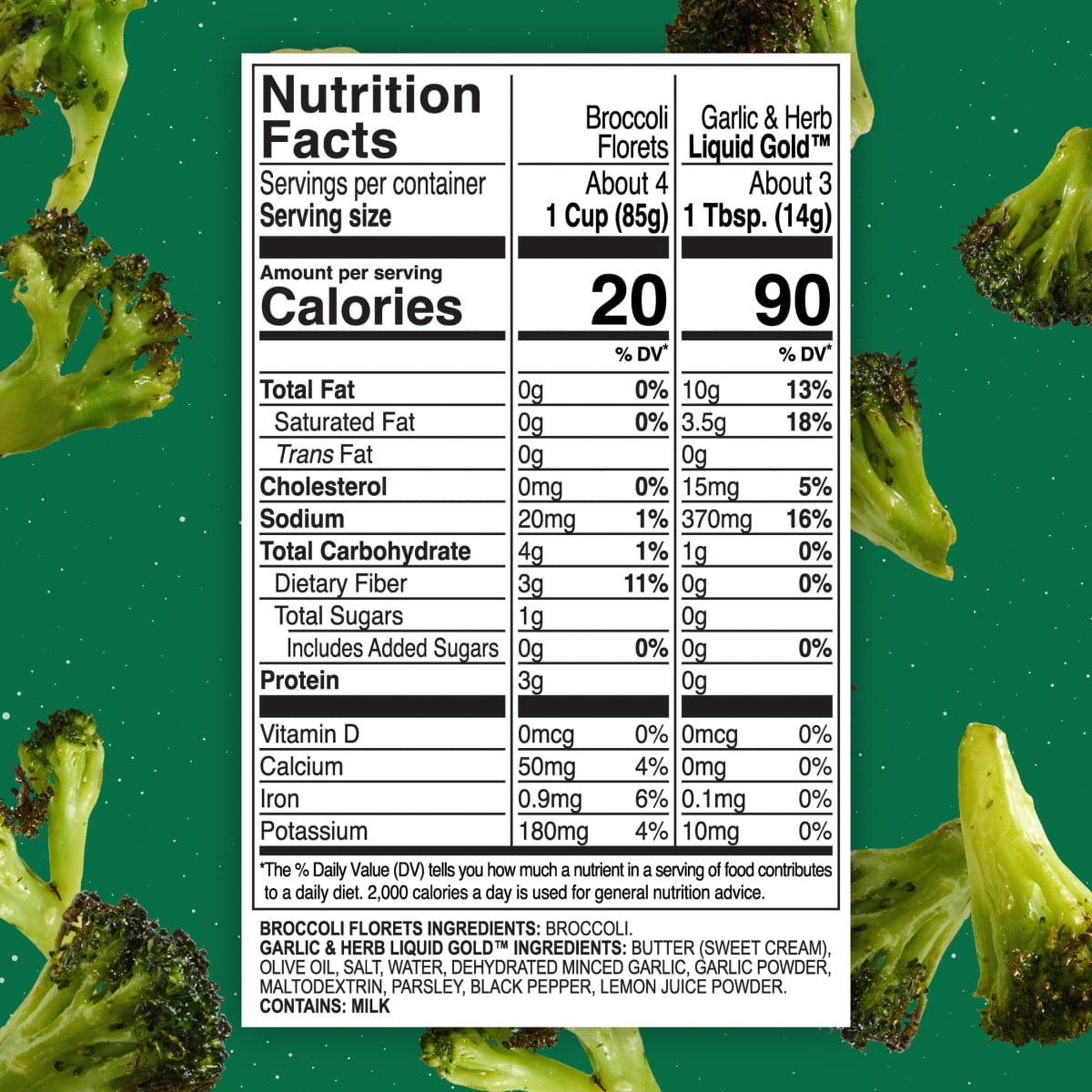 Kinder's Garlic & Herb Broccoli Florets Frozen 13.5 Oz