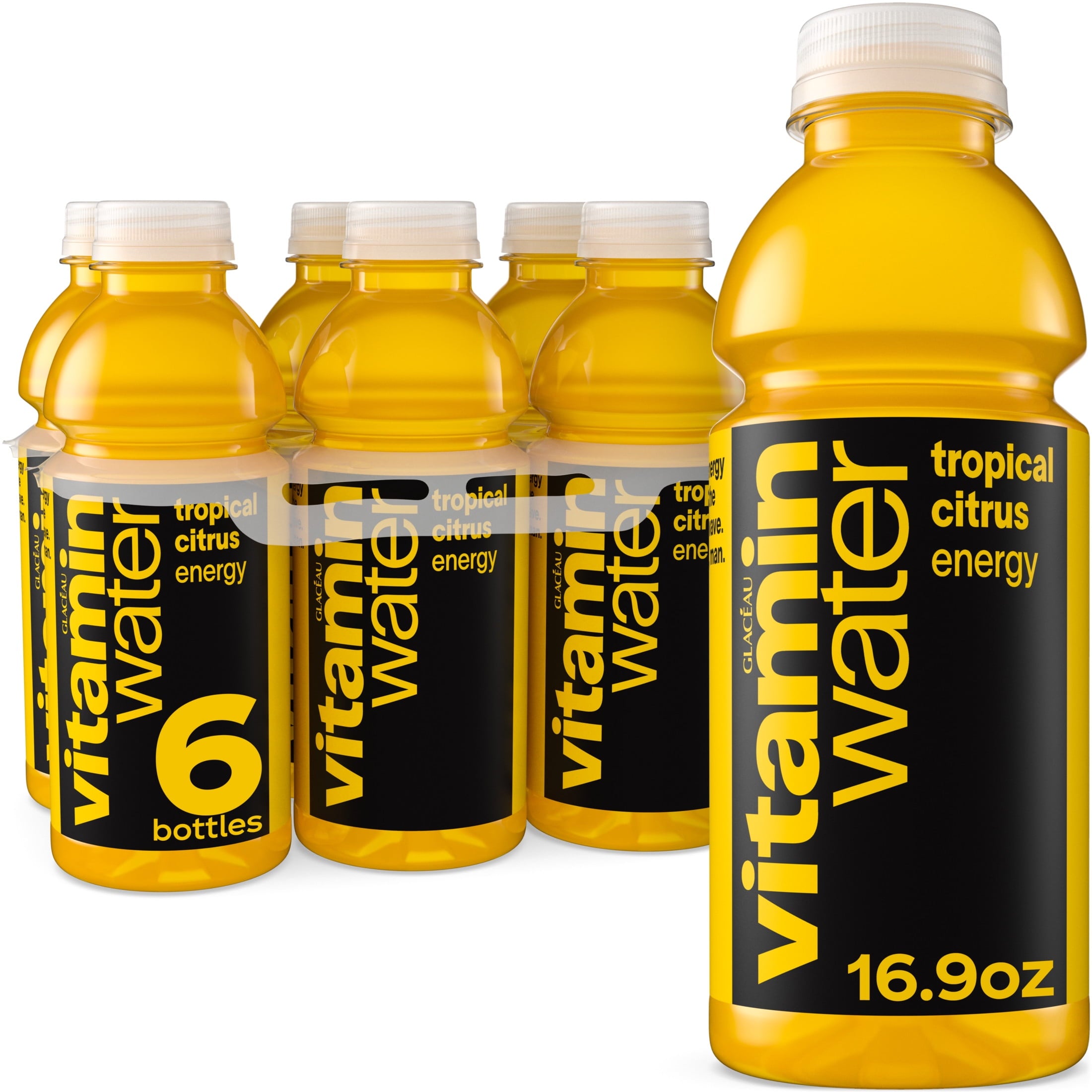 vitaminwater Energy Tropical Citrus Flavored Water Beverage 16.9 fl oz Plastic Bottles 6 Pack