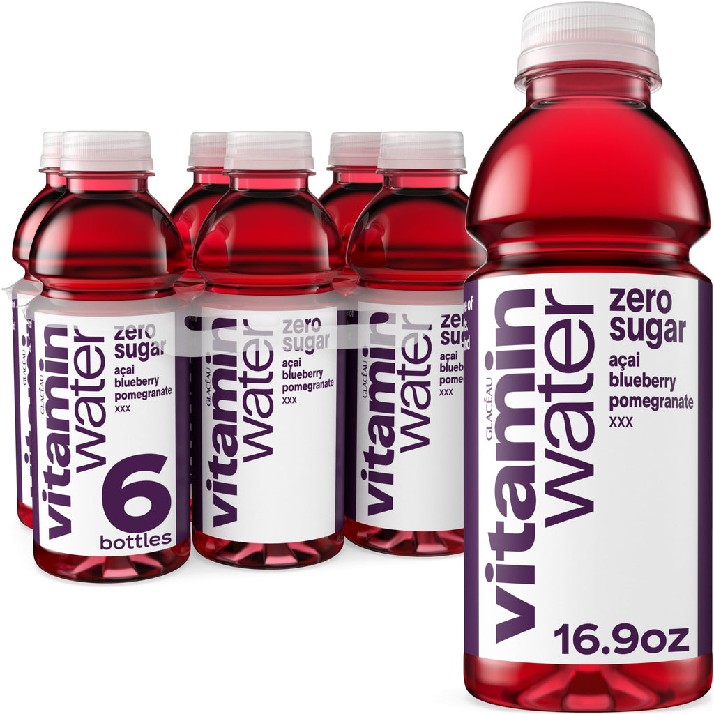 vitaminwater XXX Zero Sugar Acai-Blueberry-Pomegranate Water Beverage 16.9 fl oz Plastic Bottles 6 Pack